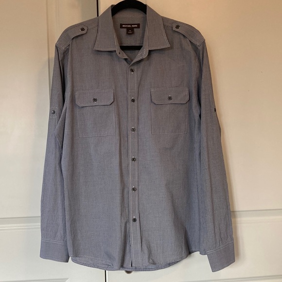 Michael Kors Blue and White Checked Shirt - Picture 2 of 7